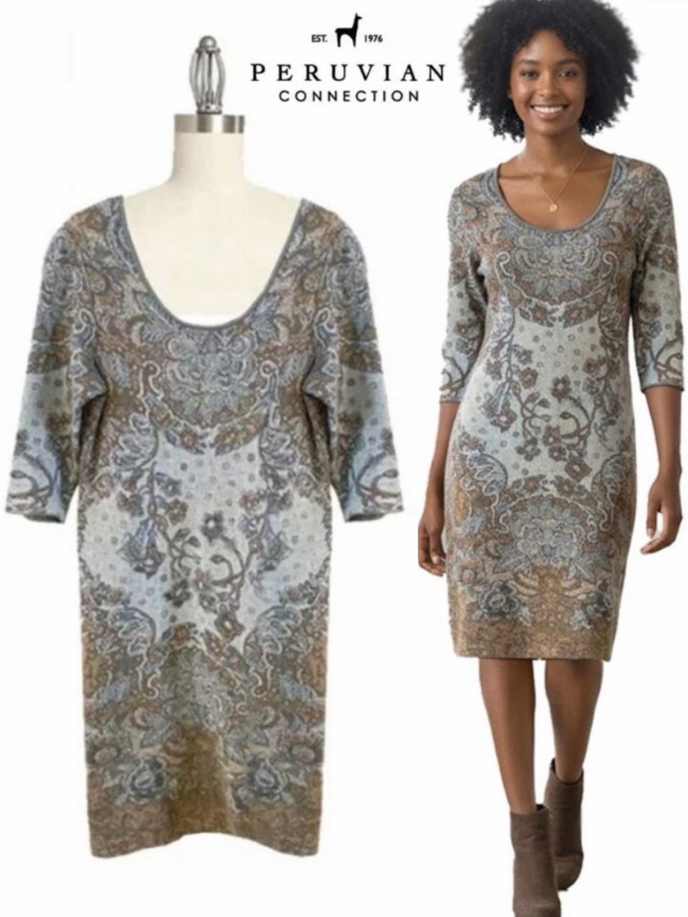 PERIVIAN CONNECTION PIMA Cotton Sweater Dress